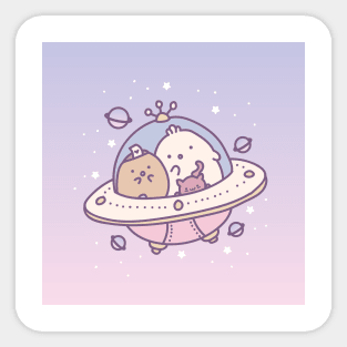 Kawaii cute anime chibi spaceship galaxy cat Sticker